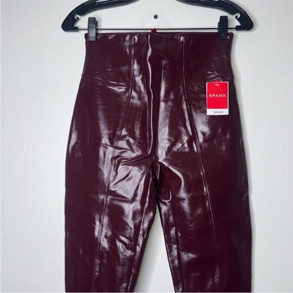 SPANX Faux Leather Patent Leggings in Ruby Size Medium - Picture 10 of 10